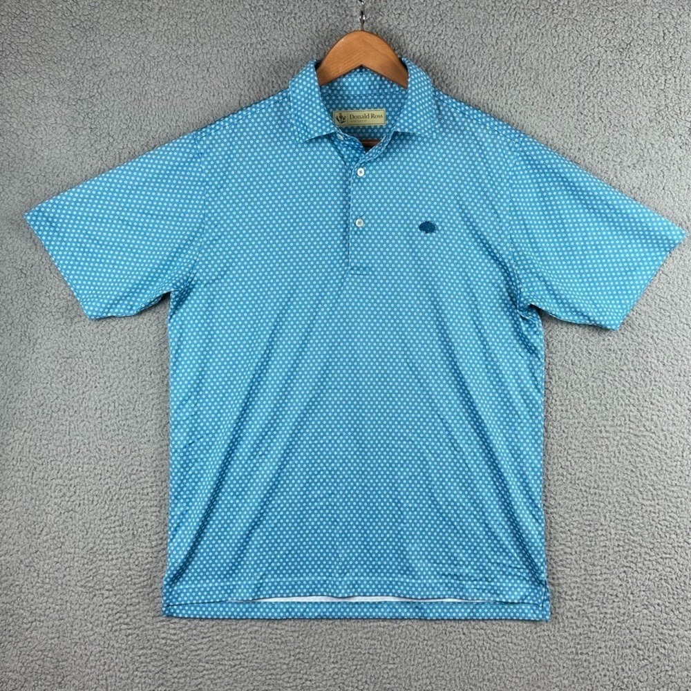 Lot of 2 - Donald Ross Golf Polo Shirt Mens Small Blue Geometric AOP Performance - Picture 2 of 16